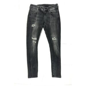 G-Star RAW Lynn Mid Skinny WMN 31x30 Faded Black Distressed Jeans Denim